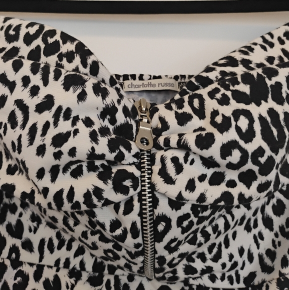 Black and white leopard print strapless dress - Picture 2 of 4